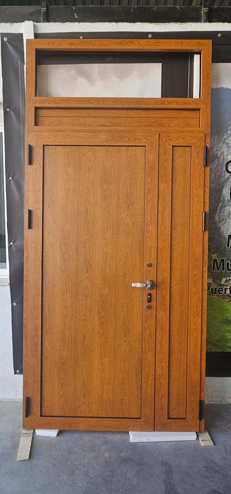 Puerta de calle de aluminio con fijo lateral
